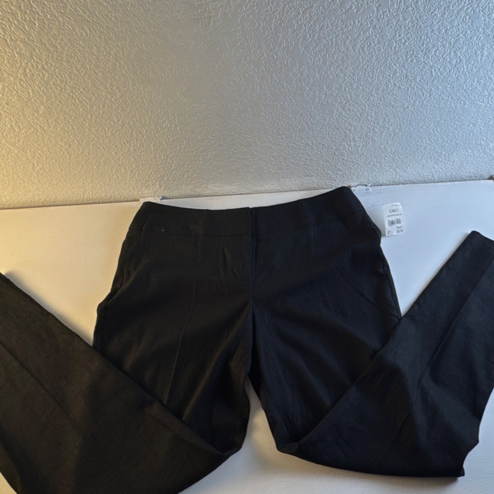 Cato Black Linen Blend Ankle Pants Womens Contemporary Straight Low Rise 8